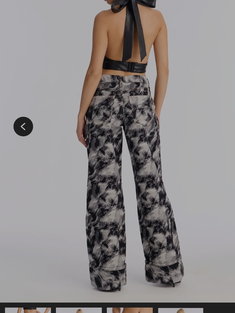 High-Waist Wide-Leg Printed Pants - Black & White